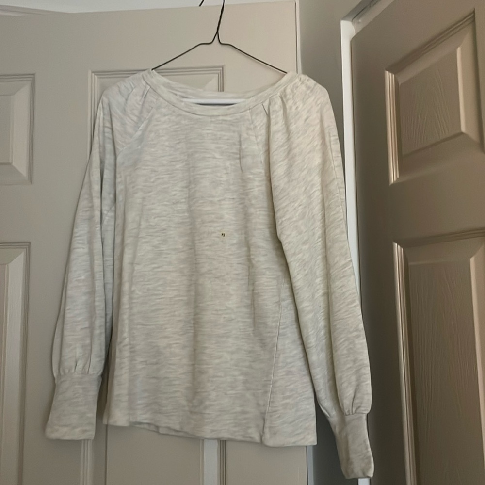 Loft XS white/off white crew neck sweatshirt style top with banded sleeve